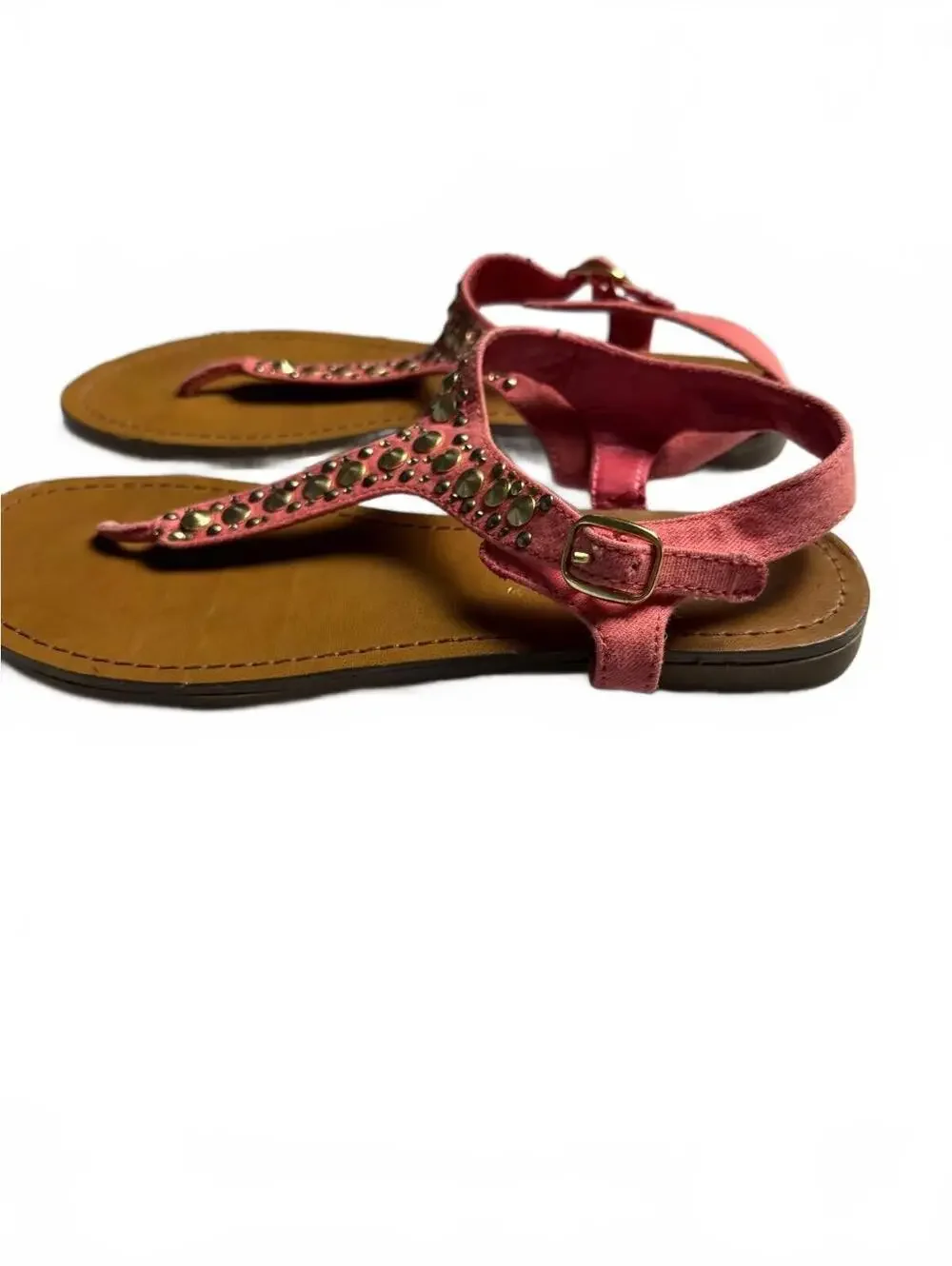 Candie's Pink Studded T-Strap Sandals